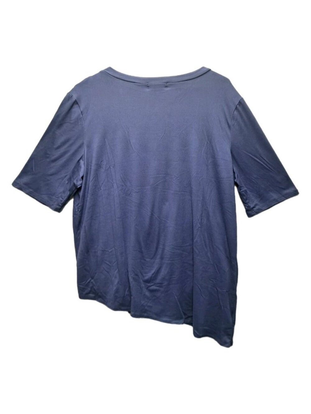 Eddie Bauer Women's Short Sleeve Blouse Tie Side Navy Blue Scoop Neck Size L - Picture 3 of 7